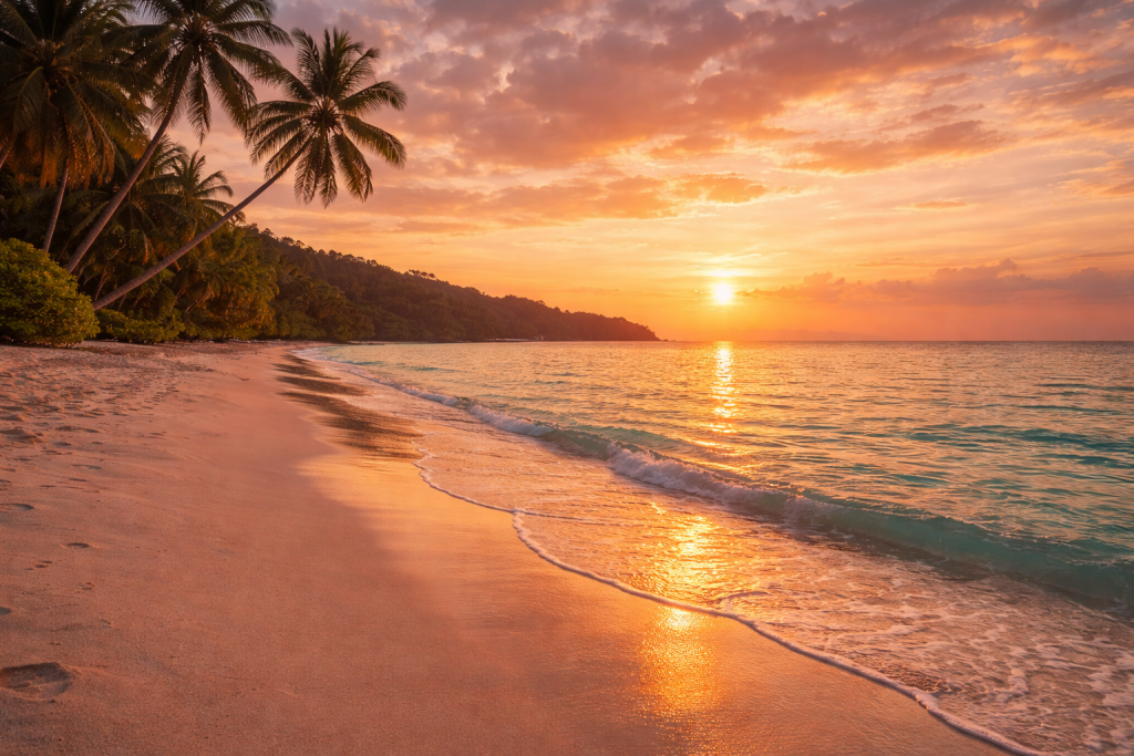 Sunset at Radhanagar Beach during Andaman in March