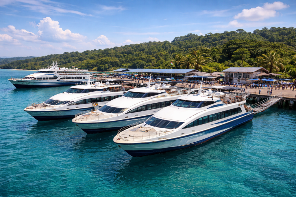 Modern vessels from best ferry operators in Andaman