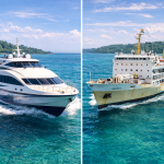 Visual comparison of ferry vs ship in Andaman waters